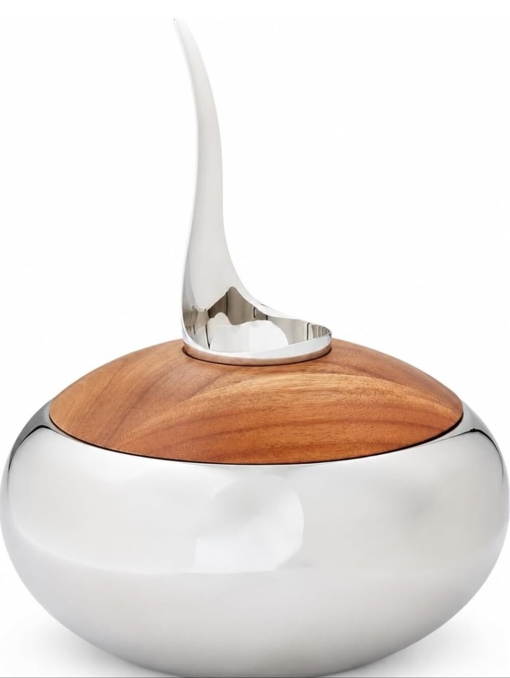 Nambé Scoop Ice Bucket with Acacia Wood Lid & Metal Scoop - Mid-Century Modern